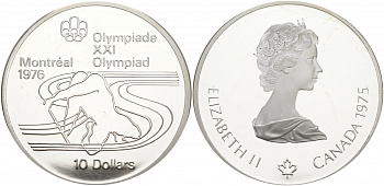 Канада 10 долларов 1975 XXI летние Олимпийские игры в Монреале 1976 года, гребля на каяке KM 105 серебро PROOF 01-172-23