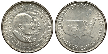 США 1/2 доллара (50 центов) 1952 Джордж Карвер и Букер Т. Вашингтон KM 200 серебро aUNC 3896-1321