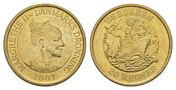 Дания 20 крон 2007 Корабли - Ледокол KM 921 алюминиевая бронза UNC 4657-1255