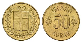 Исландия 50 эйре 1973 KM 17 никель латунь UNC 4690-559