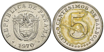 Панама 5 сентесимо 1970  KM 23.2 медно-никель    4610-323
