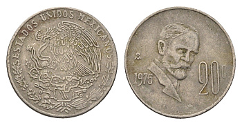 Мексика 20 сентаво 1976 Франциско Индалеси KM 442 медно-никель 4697-538