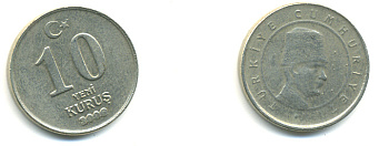 ТУРЦИЯ 10 КУРУШЕЙ 2006 KM 1166 медь никель цинк 3999-1232