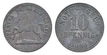 Брауншвейг 10 пфеннигов 1920 Funck 56.8, Men05 3477.2, Men18 4416.2 цинк 4643-1045