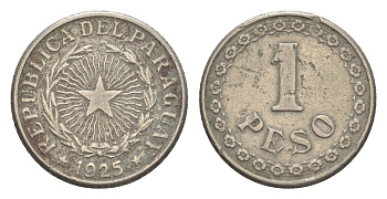 Парагвай 1 песо 1925 KM 13 медно-никель 4644-835