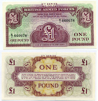 АНГЛИЯ 1 ФУНТ 1962 ДЛЯ ВООРУЖЕННЫХ СИЛ, 4 СЕРИЯ Pick М36 бумага UNC (ПРЕСС) 6262-35-2-2