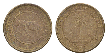 Либерия 1/2 цента 1937 KM 10 латунь 4614-765