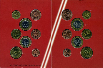 Грузия набор из 8 монет 2004 европробники, в оригинальном картонном буклете, тираж 7000 экз.   00-00