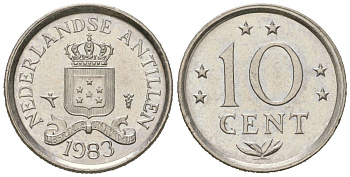 Нидерландские Антилы 10 центов 1983 KM 10 никель aUNC 187-558