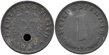 Германия 1 рейхспфенниг 1942 G KM 97, J. 369 цинк    4594-1264