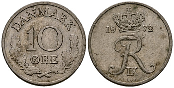 Дания 10 эре 1972 Фредерик IX (1947-1972) KM 849 медно-никель 4173-723