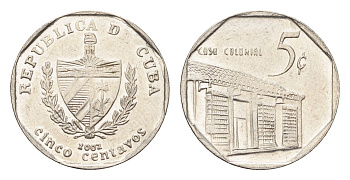 Куба 5 сентаво 2002 Casa Colonial KM 575 сталь плакированная никелем aUNC 4664-734