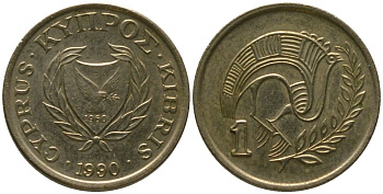 Кипр 1 цент 1990 KM 53.2 никель латунь 4154-866