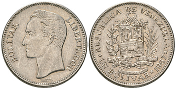 Венесуэла 1 боливар 1967 Симон Боливар KM 42 никель 4175-1125