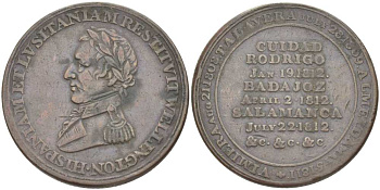 НИЖНЯЯ КАНАДА 1/2 ПЕННИ 1812 ТОКЕН, ПОБЕДА ВЕЛЛИНГТОНА ПРИ САЛАМАНКЕ Breton 987 медь VF 1518-1515