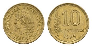 Аргентина 10 сентаво 1975 KM 66 латунь 4649-943