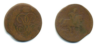 РОССИЯ 1 КОПЕЙКА 1760 медь 61-712