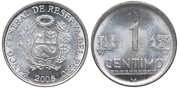 Перу 1 сентимо 2008 LIMA KM 303.4a алюминий aUNC 4189-1026