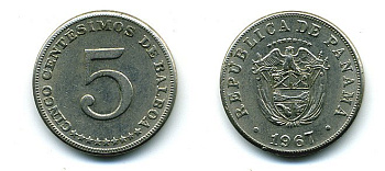 Панама 5 сентесимо 1967 KM 23.2 медно-никель 29-1251