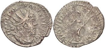 Римская Империя (императоры в Галлии) антониниан 260 - 269 Постум. IMP C POSTVMVS P F AVG / PROVIDENTIA AVG, Провиденция, держащая скипетр и сферу, Колония Агриппины, Very fine RIC 323 биллон 1073-13-54