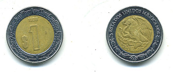 Мексика 1 песо 1998 Mo KM 603 биметалл 4364-511