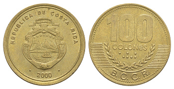Коста-Рика 100 колонов 2000 KM 240 алюминиевая бронза UNC 4631-556