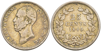 Нидерланды 25 центов 1849 Виллем II (1840-1849) KM 76 серебро 1528-215