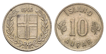 Исландия 10 эйре 1946 KM 10 медно-никель aUNC 4701-529