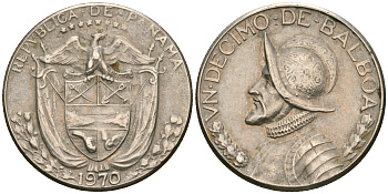 Панама 1/10 бальбоа 1970 KM 10а медь плакированная медно-никелем 08-1469