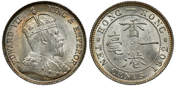 Гонконг 10 центов 1902 Эдуард VII (1901-1910) KM 13 серебро UNC 91-926