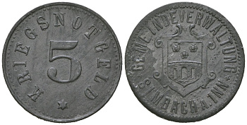 Зимбах-на-Инне (Бавария) 5 пфеннингов ND Funck 500.1, Men18 29390.1 цинк 4169-1142