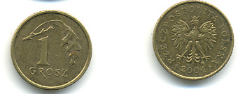 Польша 1 грош 2004 MW KM 276, Parchimowicz 701m латунь 3999-1112