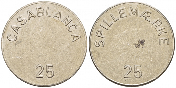 ДАНИЯ ЖЕТОН ИГРОВОЙ ND CASABLANCA 25, SPILLENMAERKE белый металл 4544-932