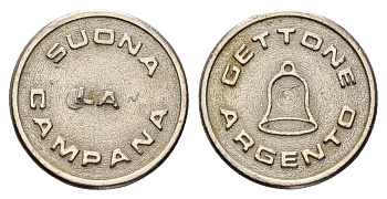 Италия жетон Suona La Campana диаметр 22 мм, вес 5,6 гр никель 4670-926