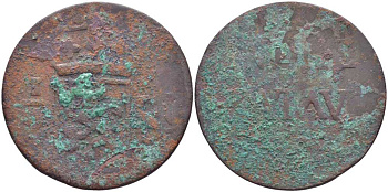 Нидерландская Индия, Суматра 1/2 штубера 1821-1826 Батавская Индия KM 284.2 медь 109-1142