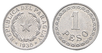 Парагвай 1 песо 1938 KM 16 алюминий UNC 4644-836