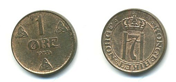 НОРВЕГИЯ 1 ЭРЕ 1914 KM 367 бронза 04-1015