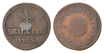 Швеция 1/4 скиллинга 1799 KM 548 медь 4152-156