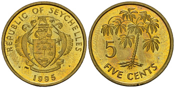 Сейшельские Острова 5 центов 1995 KM 47 латунь UNC 44-1046
