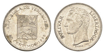 Венесуэла 50 сентимо 1989 Симон Боливар Y 41a сталь плакированная никелем 4664-226