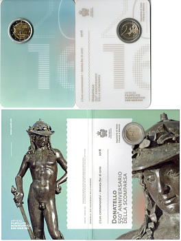 Сан-Марино 2 евро 2016 550 лет со дня смерти Донателло, в оригинальном буклете KM 548 биметалл UNC 8-2-01-18