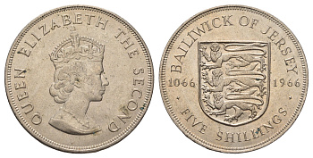 Джерси 5 шиллингов 1966 900 лет битве при Гастингсе, в запайке, тираж 30.000 экземпляров KM 28 медно-никель BU 74-924