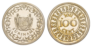 Суринам 100 центов 2011 KM 23 медно-никель BU 4626-344