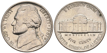 США 5 центов 1987 D, Джефферсон KM А192 медно-никель 4577-435