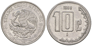 Мексика 10 сентаво 1999 M KM 547 нержавеющая сталь 4598-232