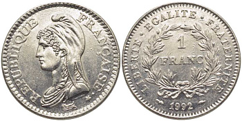 Франция 1 франк 1992 200 лет Французской республике KM 1004.1, Le Franc 229.2 никель 117-237