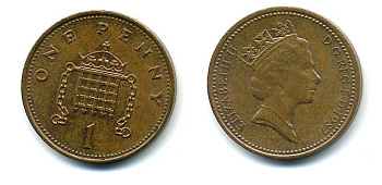 Великобритания 1 пенни 1987 Елизавета II (1952-2022) КМ 935, Spink 4381 (B3) бронза 4110-827