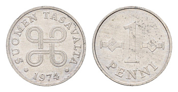 Финляндия 1 пенни 1974 KM 44a алюминий aUNC 4625-247