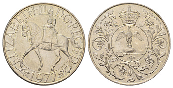 Великобритания 25 пенсов 1997 25 лет со дня коронации Елизаветы, Елизавета II (1952-2022) KM 894, Spink 4136 медно-никель UNC 54-1633