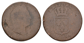 Франция 1 соль 1773 Людовик XV (1715-1774) KM 545 медь 4657-913